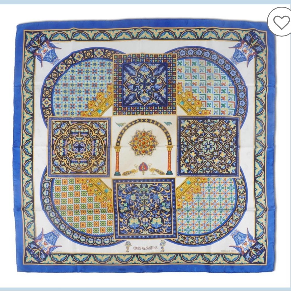 HERMÈS 'CIELS BYZANTINS' SILK SCARF 90 BY JULIA ABADIE 90 X 90 Cm